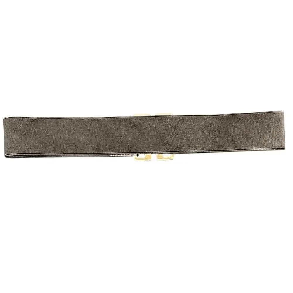 Betsey Johnson Silver Buckle Grey Stretchable Wide Belt 29” - 34”